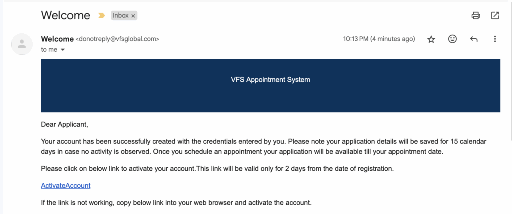 vfs global japan email confirmation